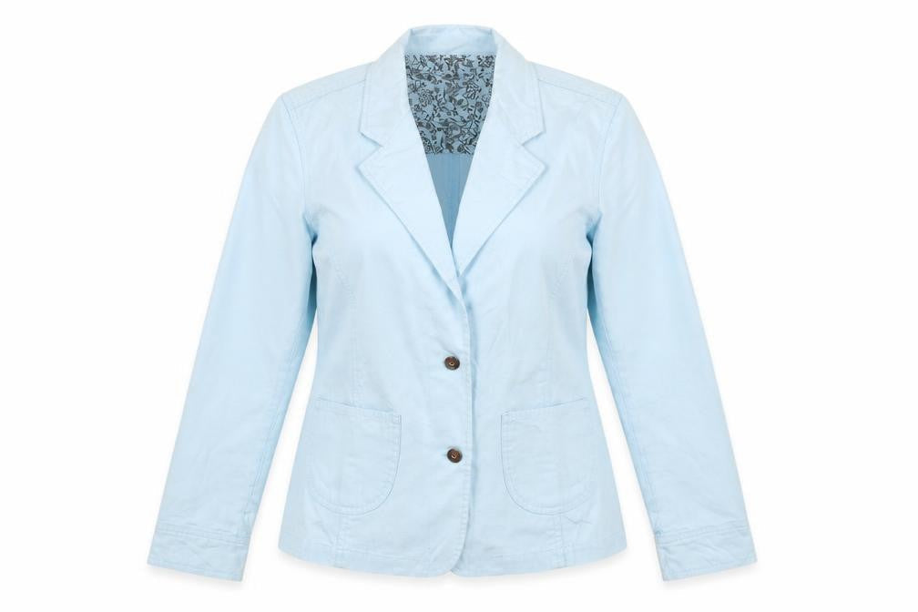 JIANQUE Women Blue 100% Cotton Single-Breasted Blazer Jacket Size L