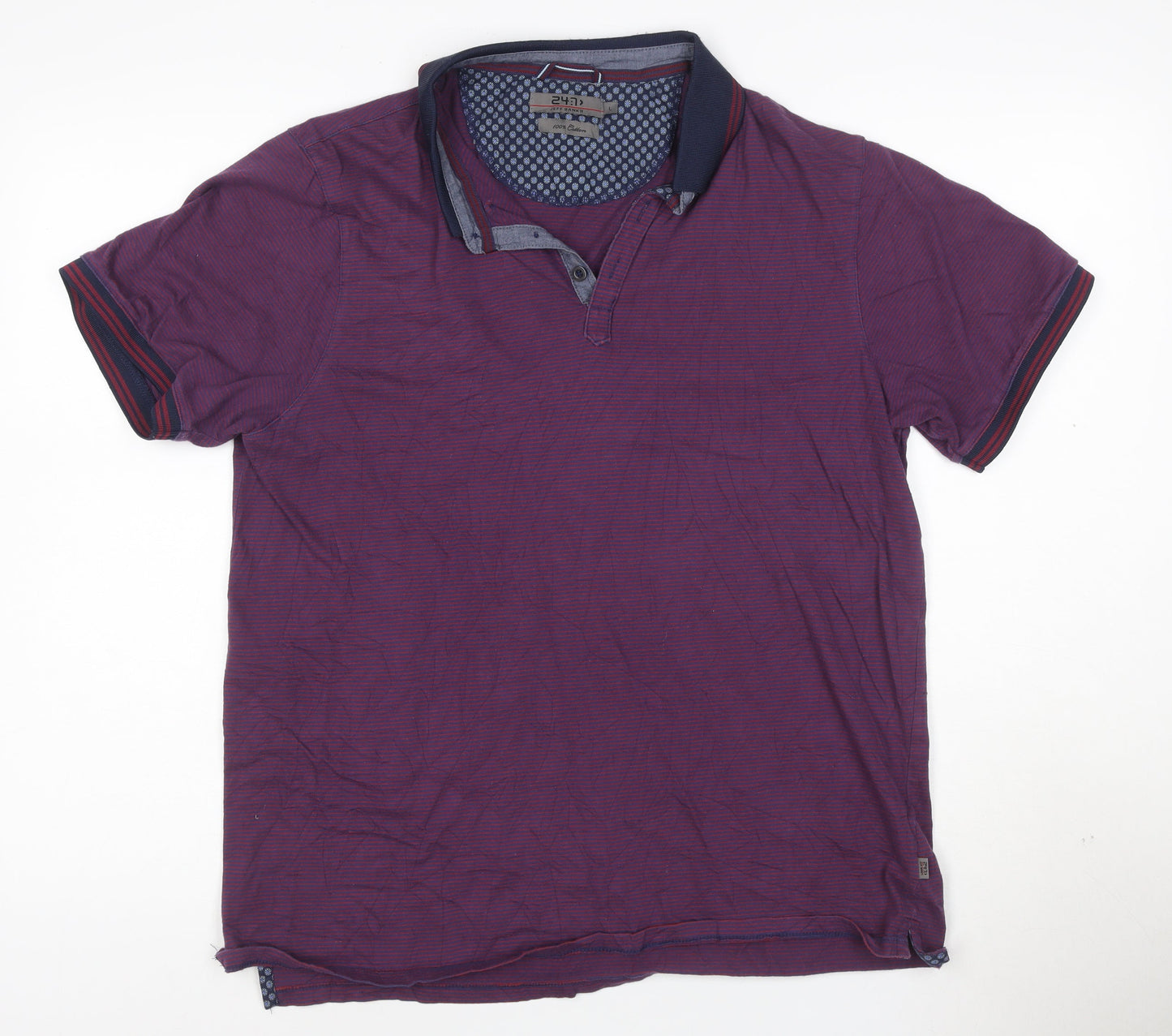 Jeff Banks Men's Purple Short Sleeve Cotton Polo Shirt L