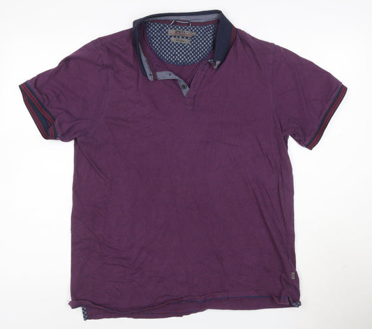 Jeff Banks Men's Purple Short Sleeve Cotton Polo Shirt L
