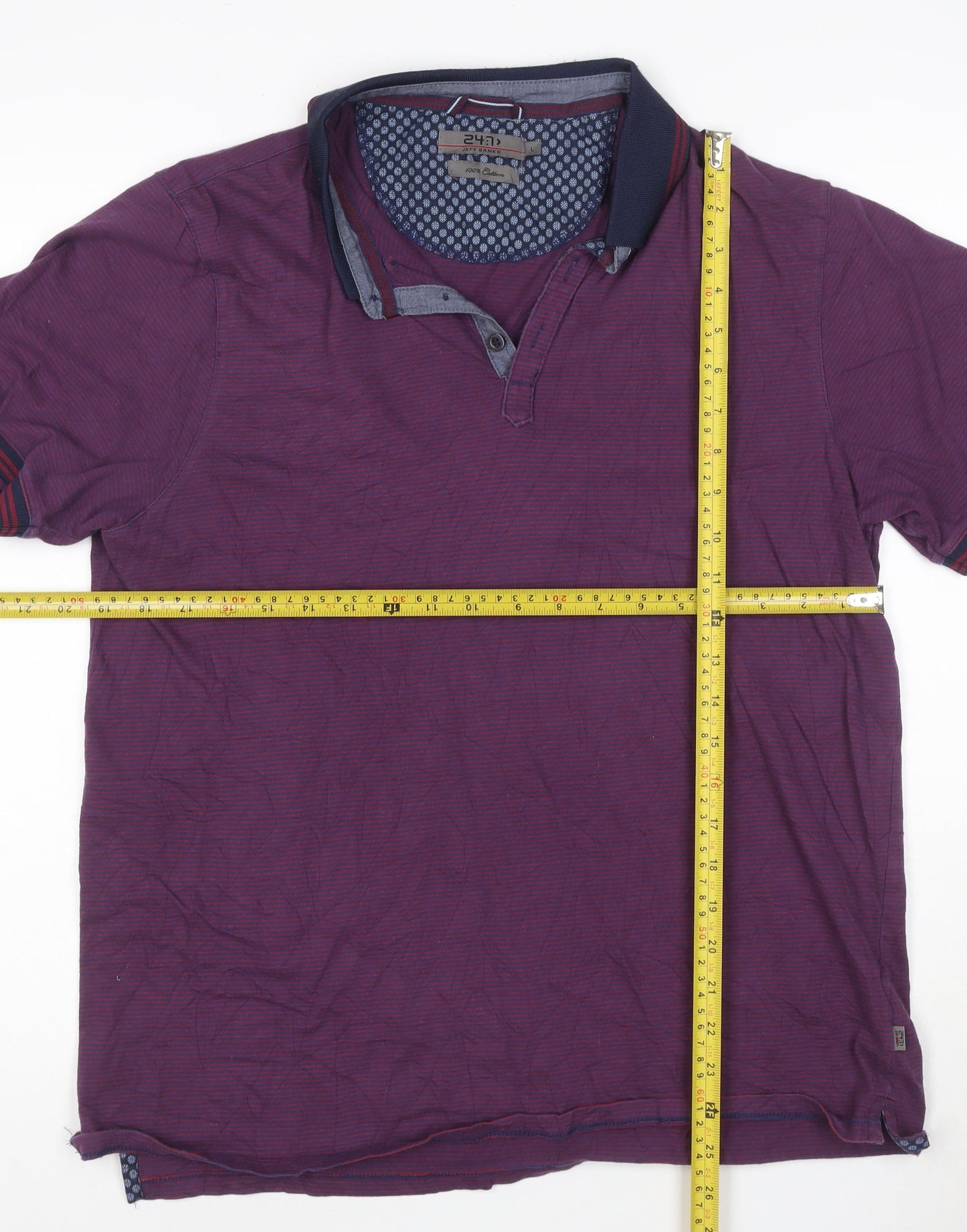 Jeff Banks Men's Purple Short Sleeve Cotton Polo Shirt L