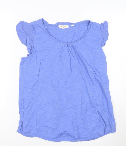 Prewornwholesale purple cropped slim fit active T-shirt with short sleeves and a high neckline.