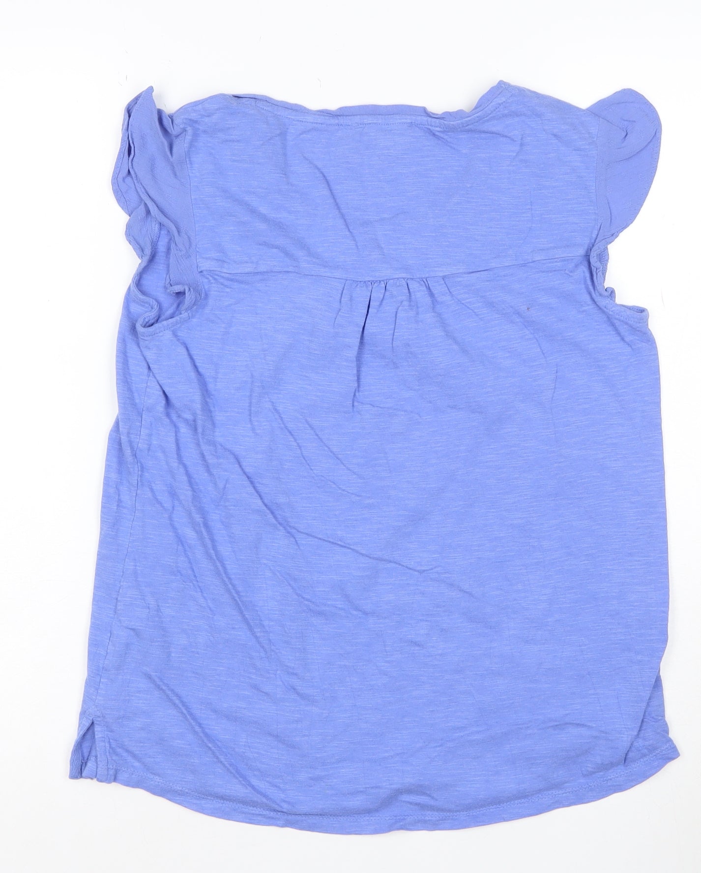 Fat Face Women's Blue Cotton Flutter Sleeve Casual Blouse UK 10