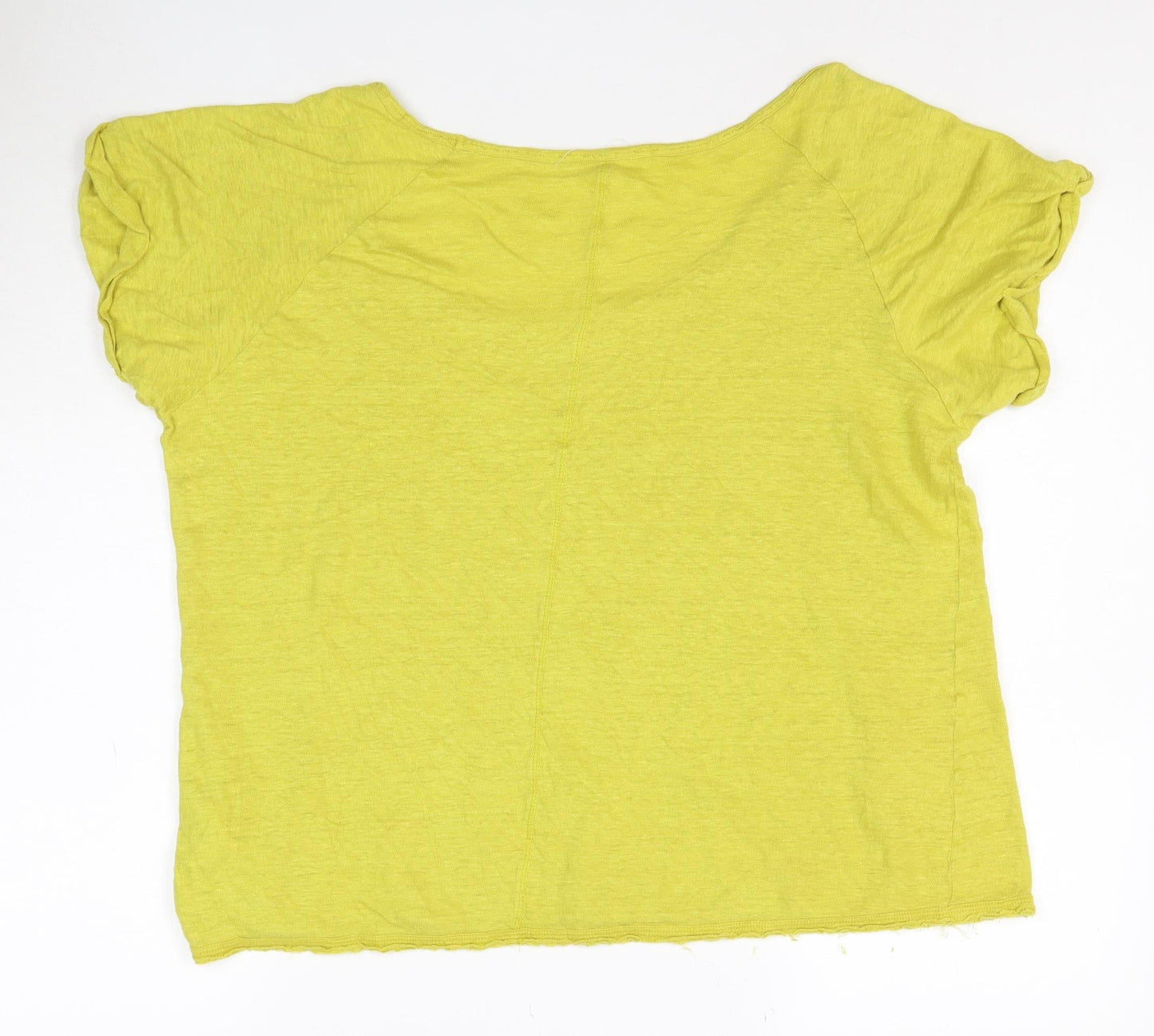 White Stuff Women's Green Linen T-Shirt Size 18 Short Sleeve