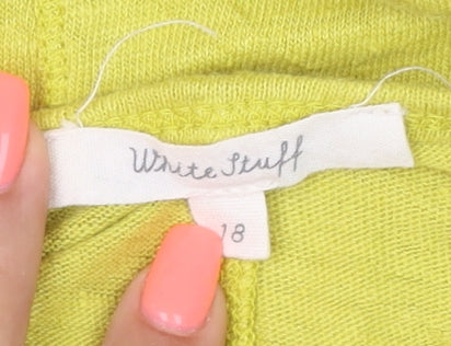 White Stuff Women's Green Linen T-Shirt Size 18 Short Sleeve