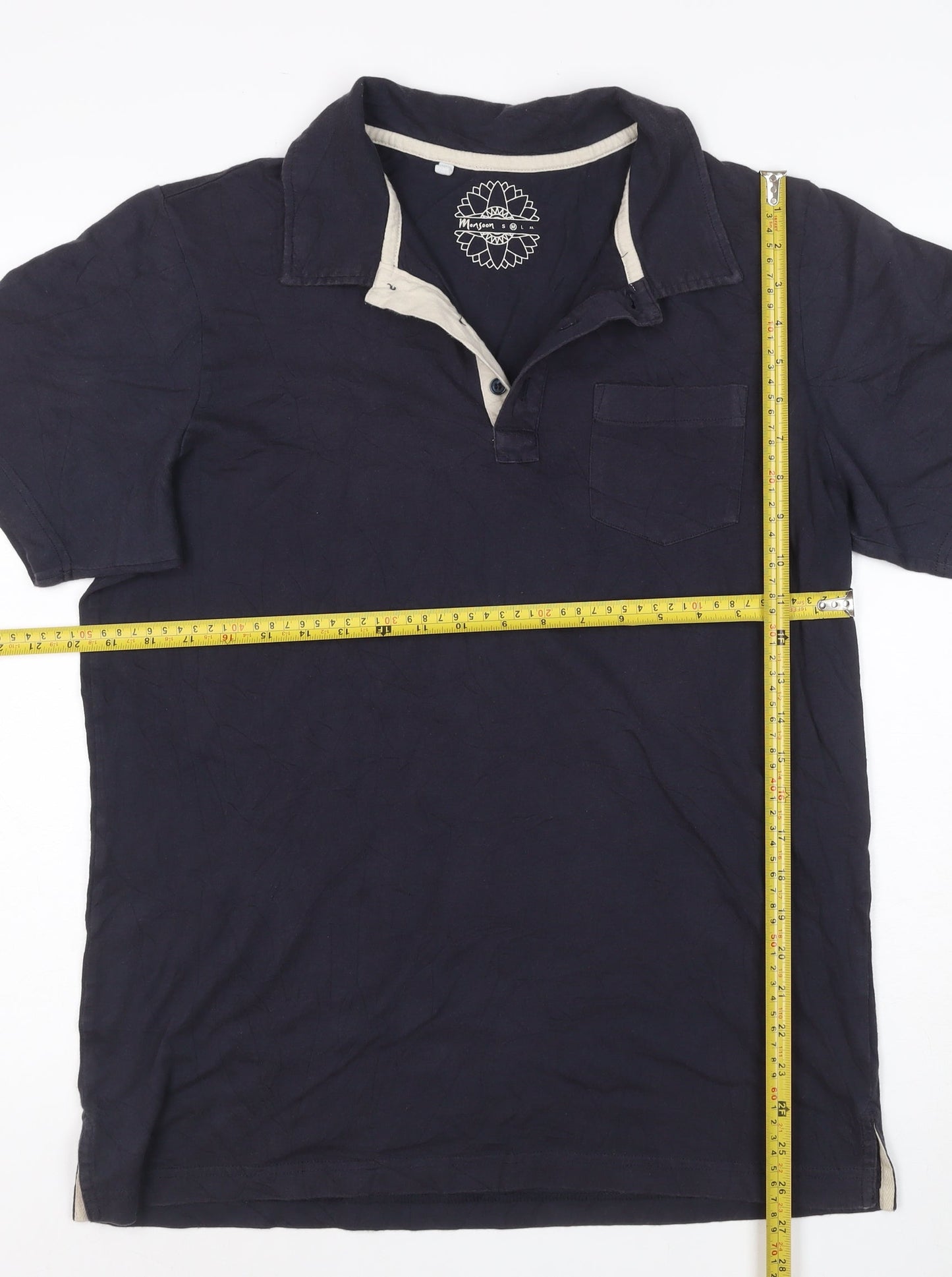 Monsoon Men's Blue Cotton Polo Shirt Size M Short Sleeve