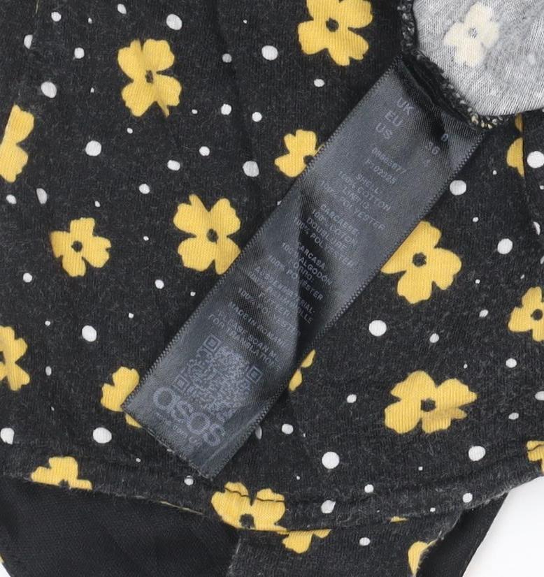 ASOS Womens Black Floral V-Neck Button Camisole Tank Top Size 8