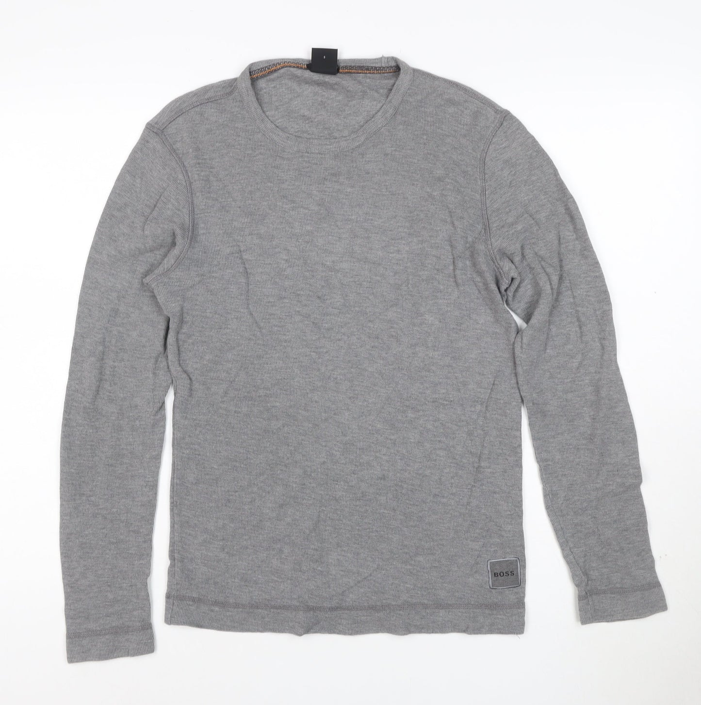 Hugo Boss Men's Grey Slim Fit Cotton Knit Jumper Size L