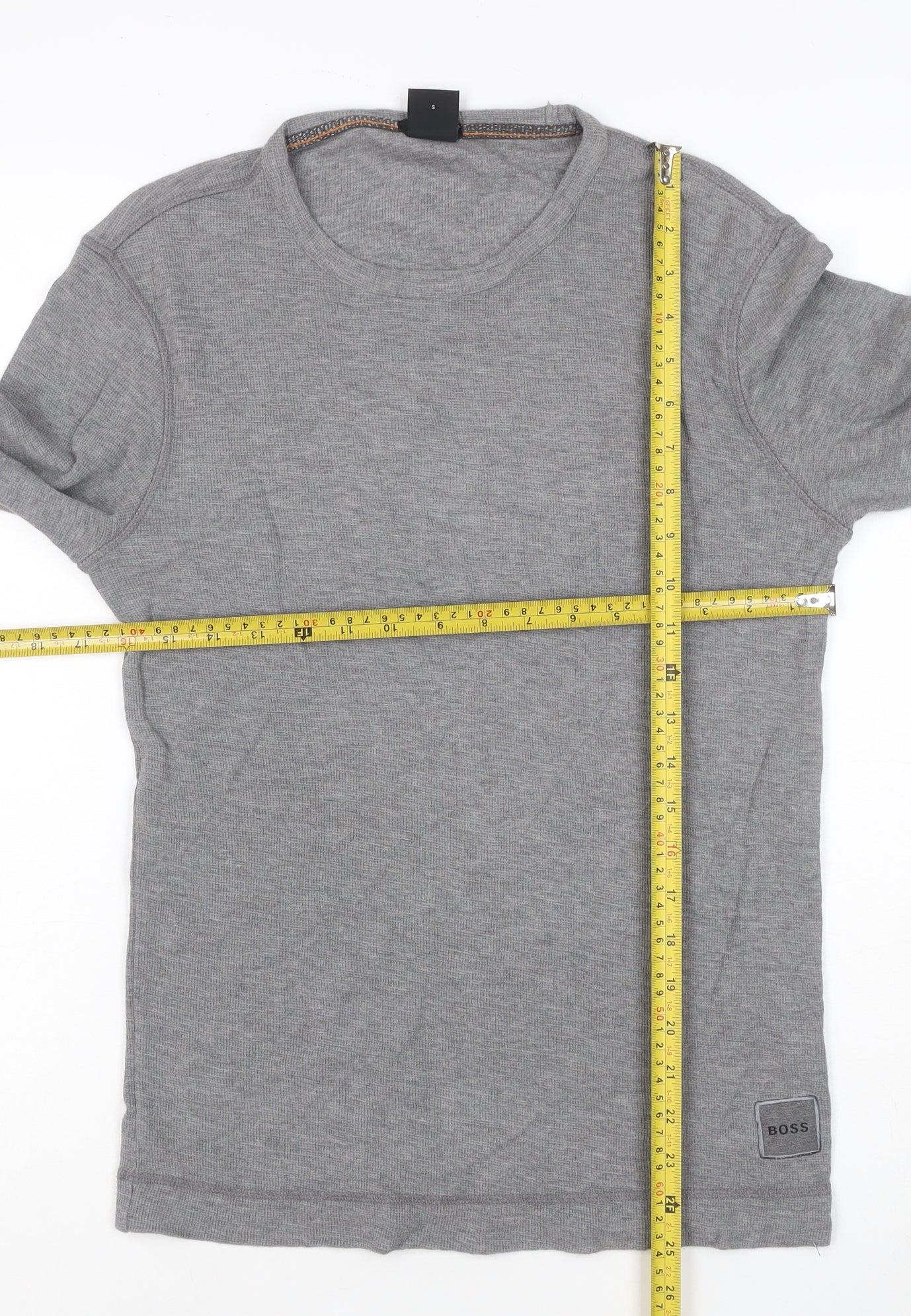 Hugo Boss Men's Grey Slim Fit Cotton Knit Jumper Size L