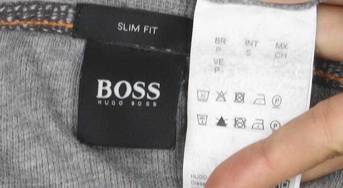 Hugo Boss Men's Grey Slim Fit Cotton Knit Jumper Size L