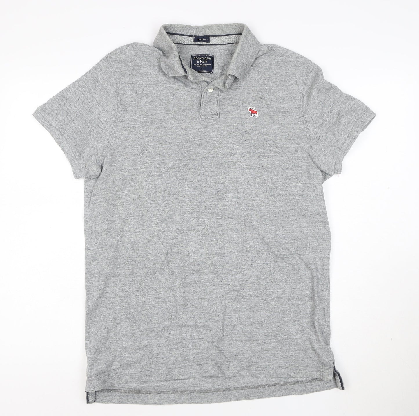 Abercrombie & Fitch Men's Grey Classic Fit Cotton Polo Shirt L