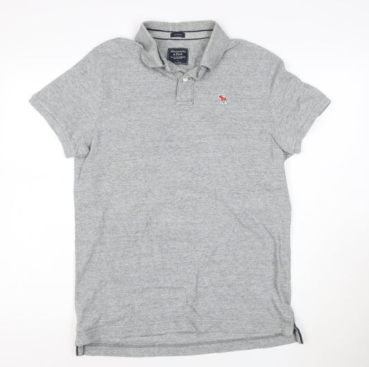 Abercrombie & Fitch Men's Grey Classic Fit Cotton Polo Shirt L