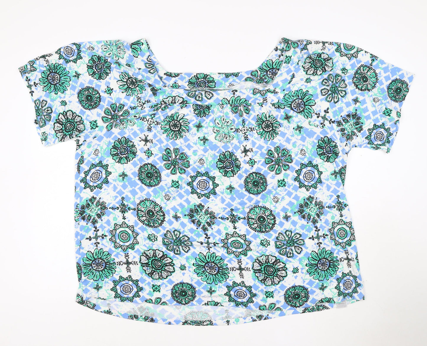 Evans Women's Blue Floral Tunic Blouse Size 22 Viscose Top