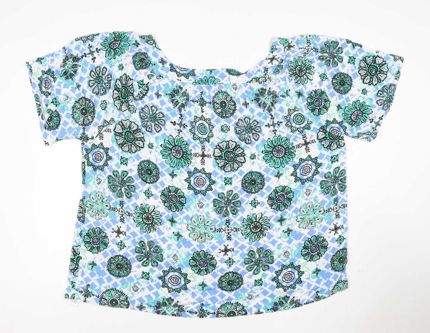 Evans Women's Blue Floral Tunic Blouse Size 22 Viscose Top