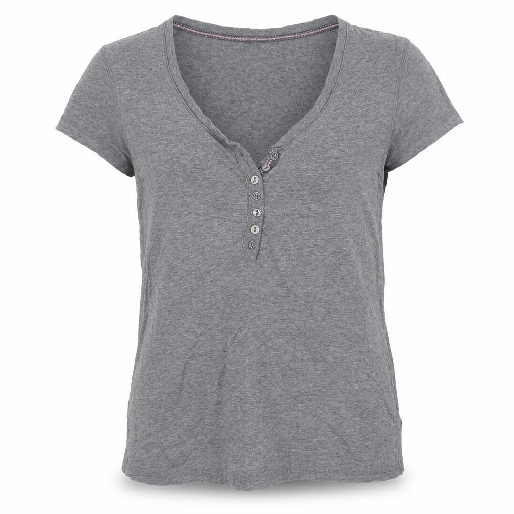 Marks and Spencer Womens Grey Henley T-Shirt UK 10 Short Sleeve