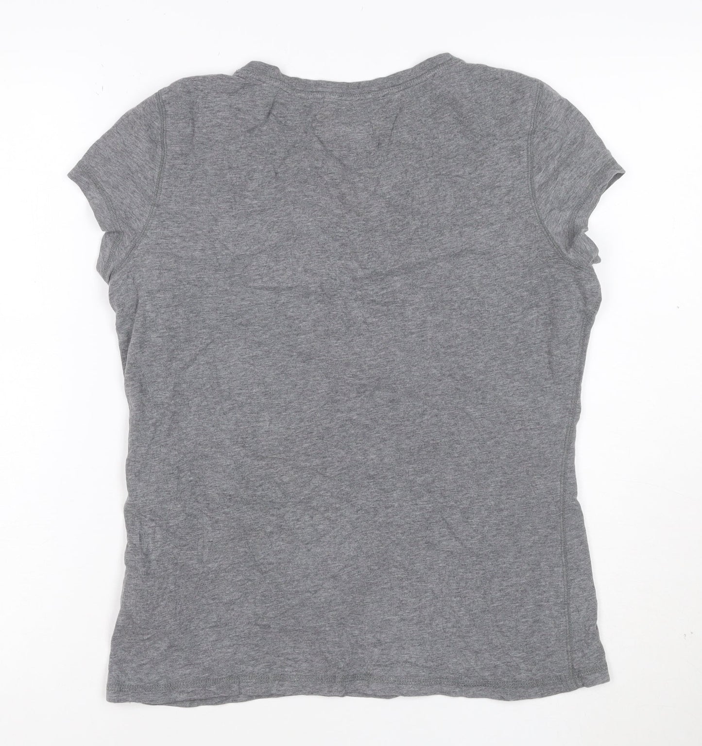 Marks and Spencer Womens Grey Henley T-Shirt UK 10 Short Sleeve
