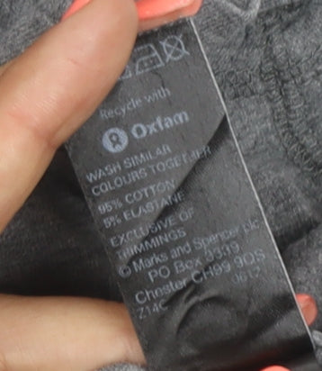 Marks and Spencer Womens Grey Henley T-Shirt UK 10 Short Sleeve
