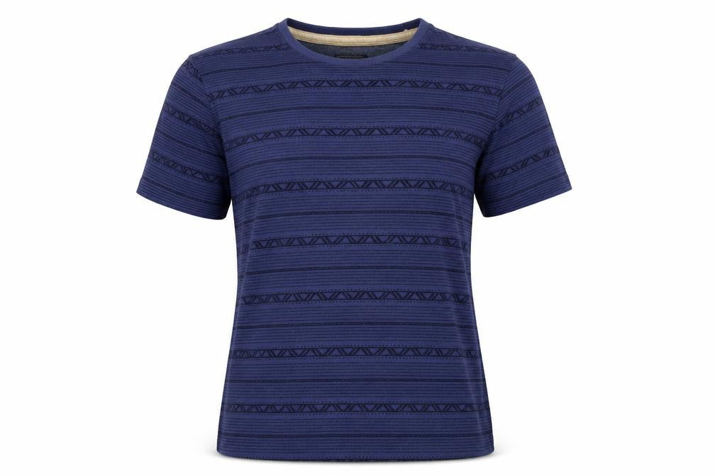 FatFace Women Blue Geometric Linen Cotton Short Sleeve T-Shirt Size S