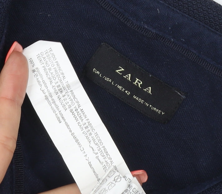 Zara Men's Blue Cotton Short Sleeve Polo Shirt Size L