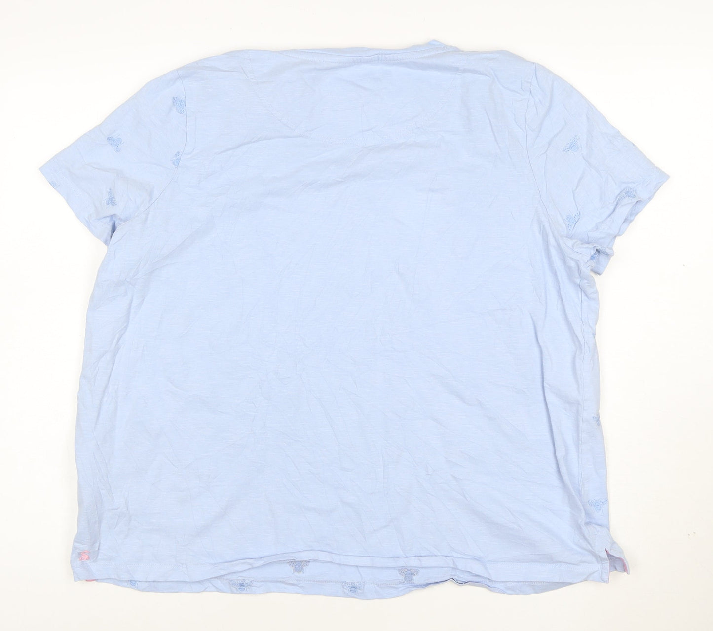 Joules Women's Blue Embroidered Bee Cotton T-Shirt Size 20