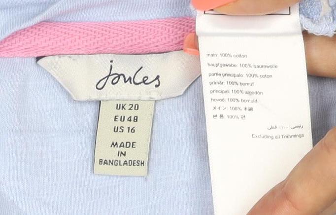 Joules Women's Blue Embroidered Bee Cotton T-Shirt Size 20