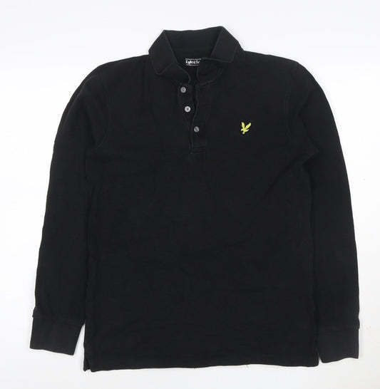Lyle & Scott Men’s Black Long Sleeve Cotton Polo Shirt Size S