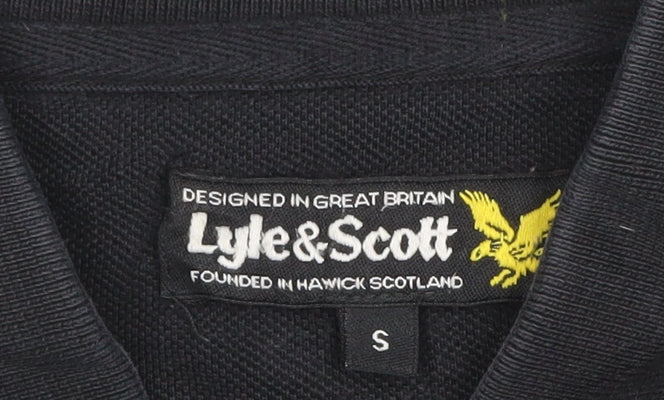Lyle & Scott Men’s Black Long Sleeve Cotton Polo Shirt Size S