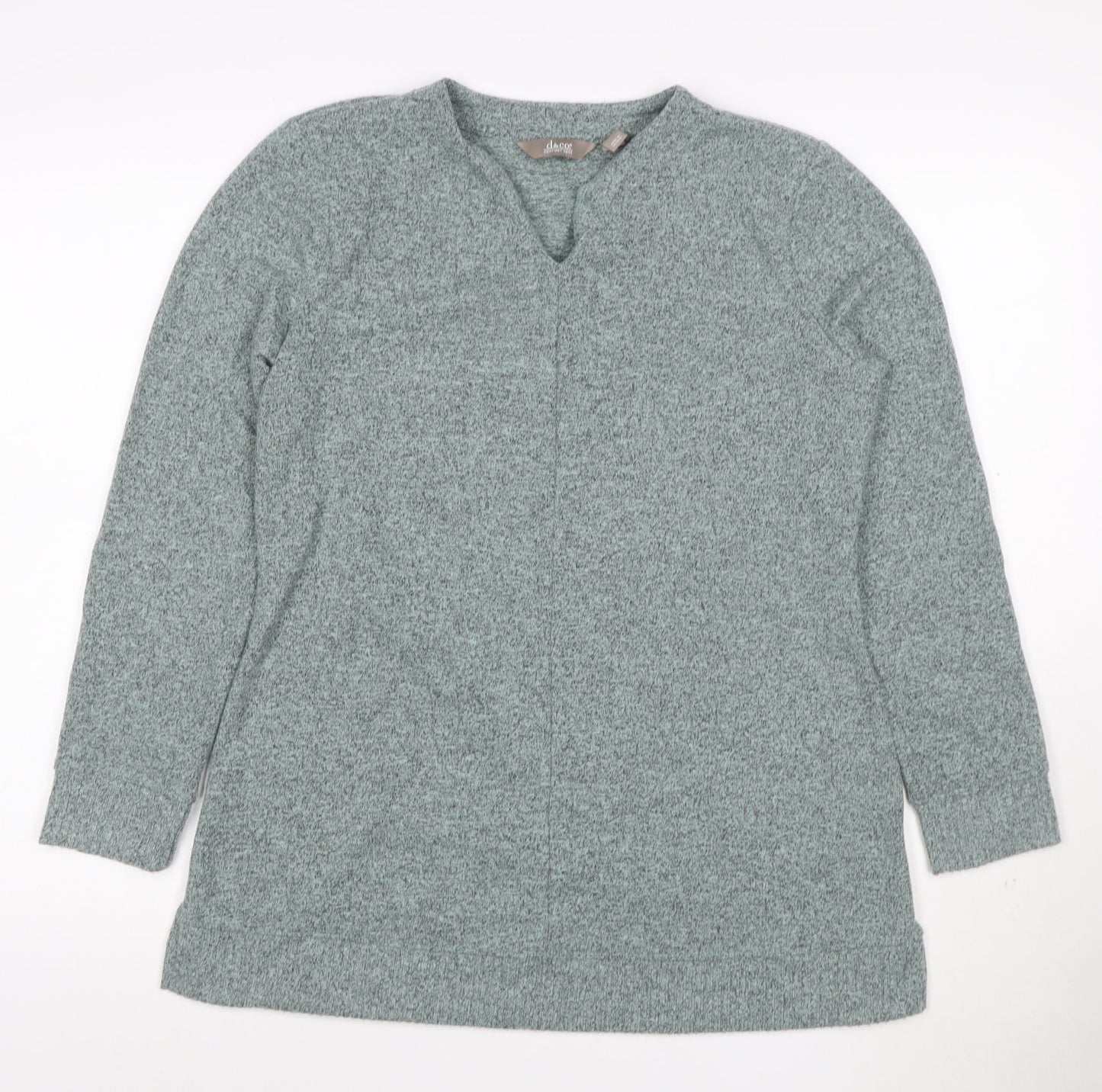 de&Co Womens Grey V-Neck Long Sleeve Tunic Jumper Size S