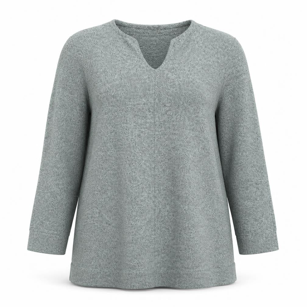 de&Co Womens Grey V-Neck Long Sleeve Tunic Jumper Size S