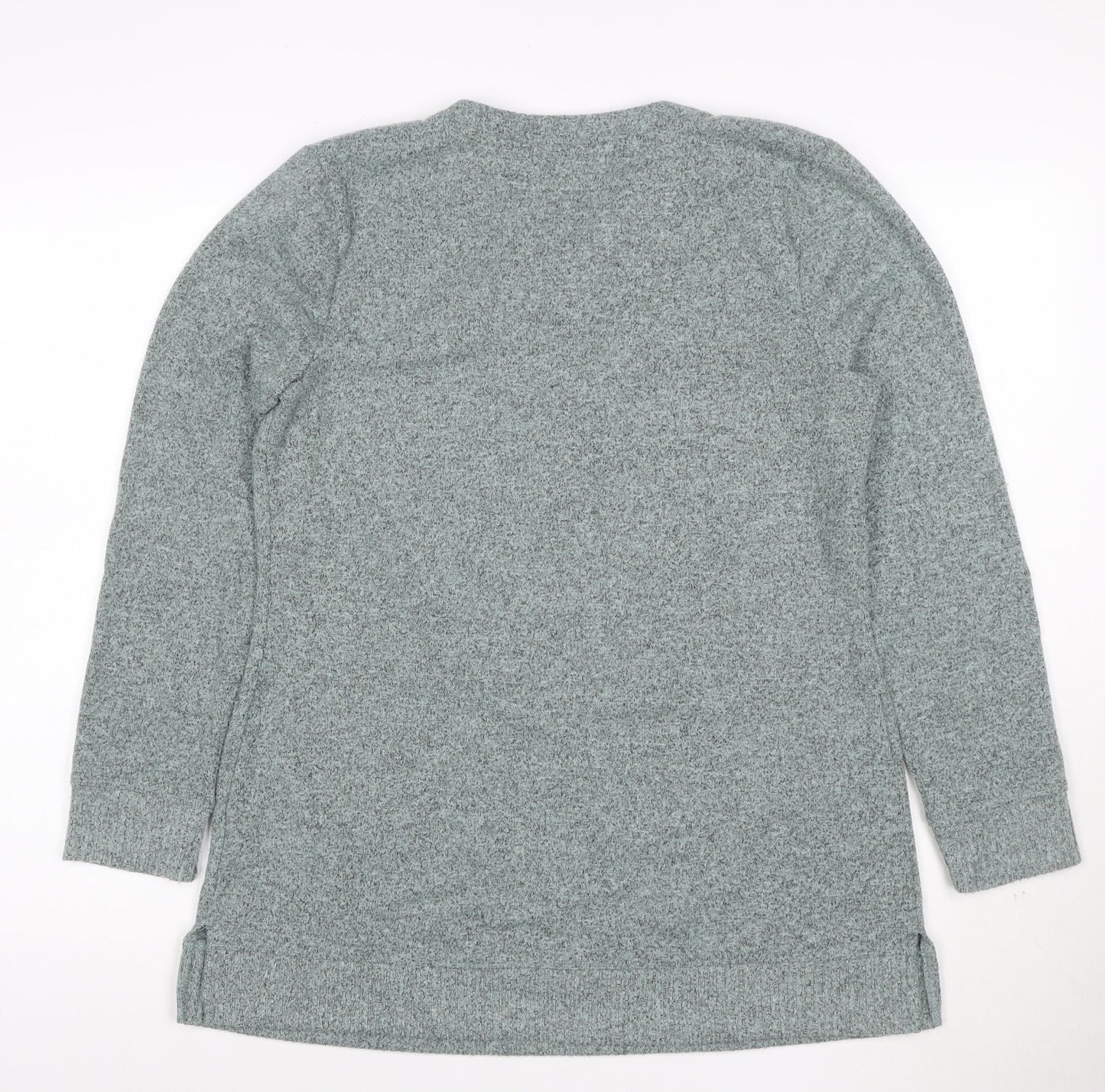 de&Co Womens Grey V-Neck Long Sleeve Tunic Jumper Size S