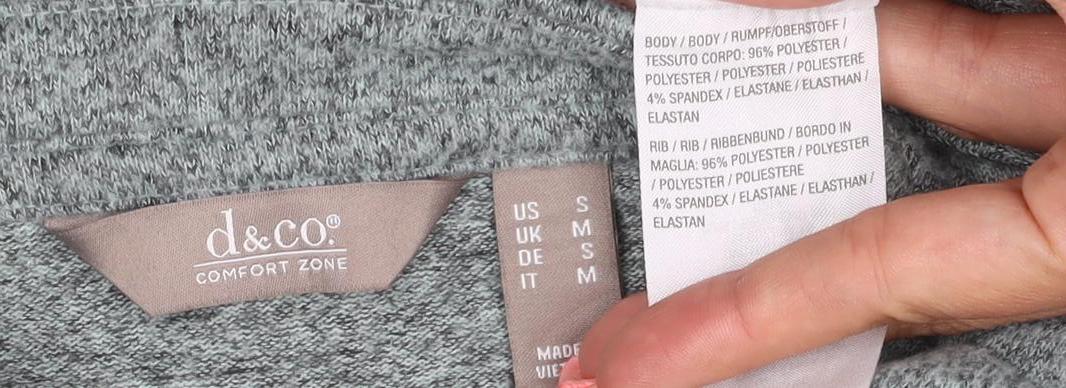 de&Co Womens Grey V-Neck Long Sleeve Tunic Jumper Size S