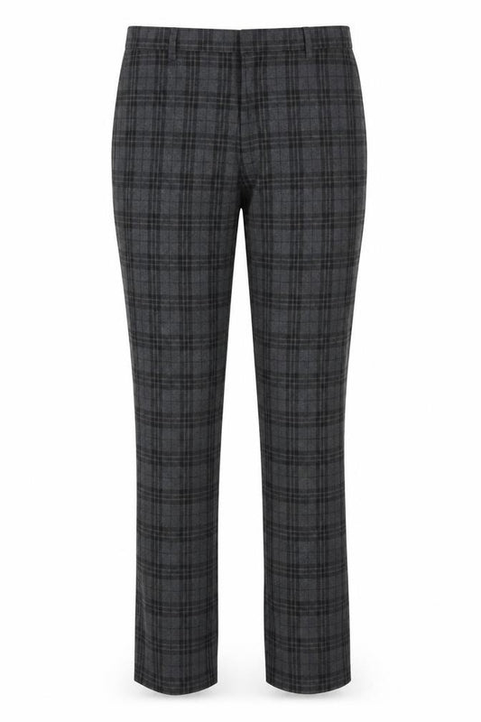 Next Women's Grey Plaid Tailored Straight Trousers Size 14