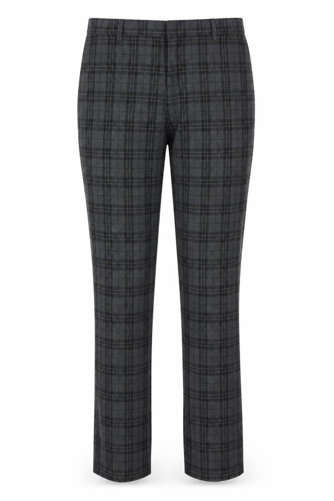 Next Women's Grey Plaid Tailored Straight Trousers Size 14