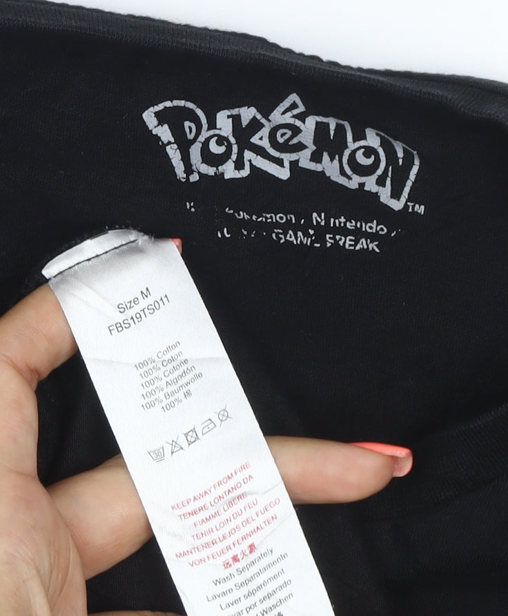 Pokemon Women's Black Cotton Crew Neck T-Shirt Size M