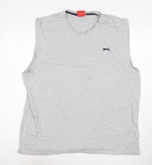 Slazenger Men's Grey Sleeveless Crew Neck T-Shirt 2XL Regular Fit