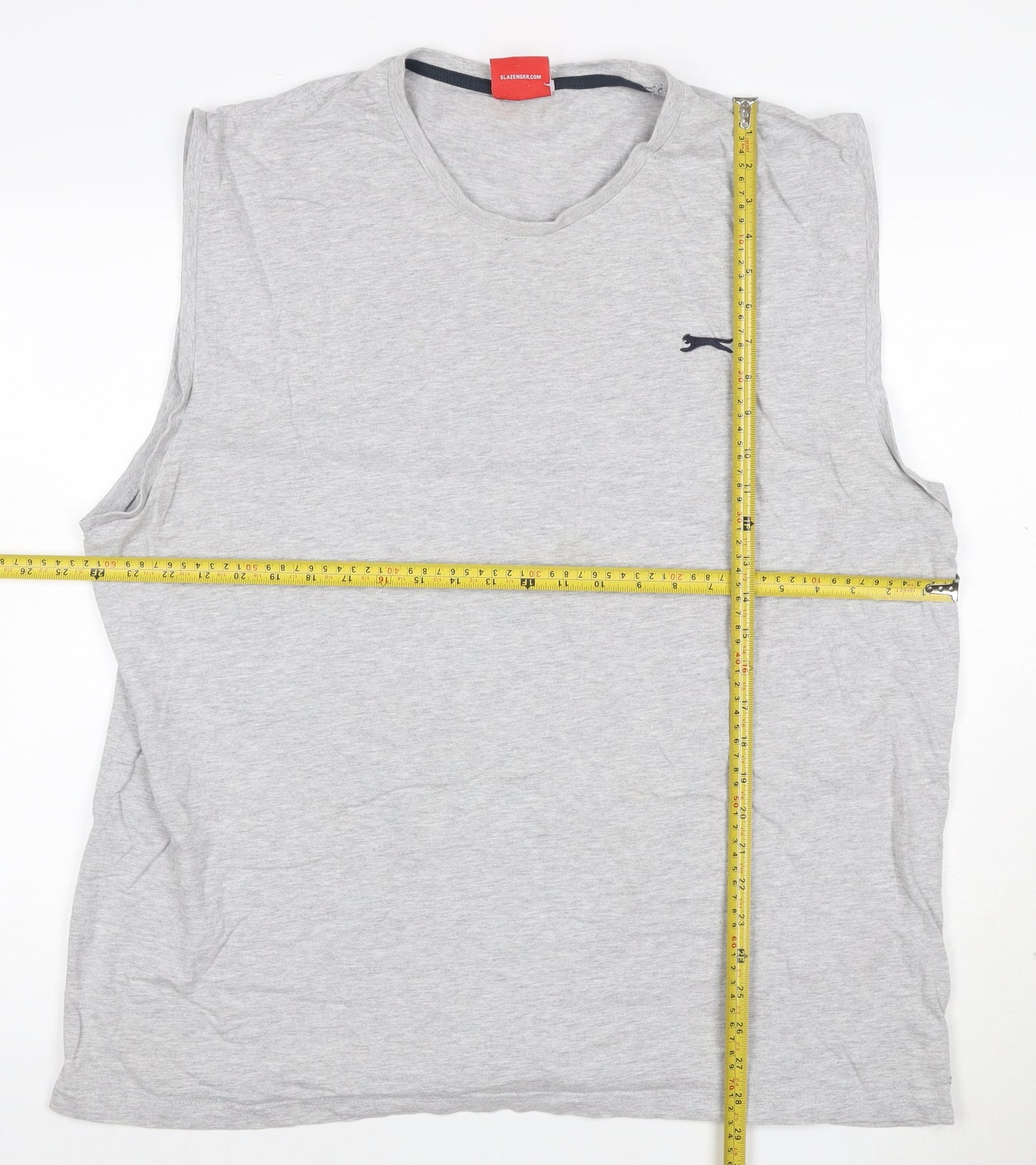 Slazenger Men's Grey Sleeveless Crew Neck T-Shirt 2XL Regular Fit