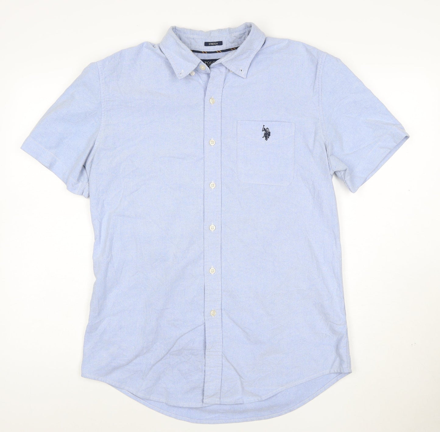U.S. Polo Assn. Men's Blue Regular Fit Short Sleeve Button-Up Shirt M