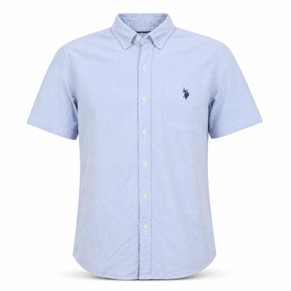 U.S. Polo Assn. Men's Blue Regular Fit Short Sleeve Button-Up Shirt M