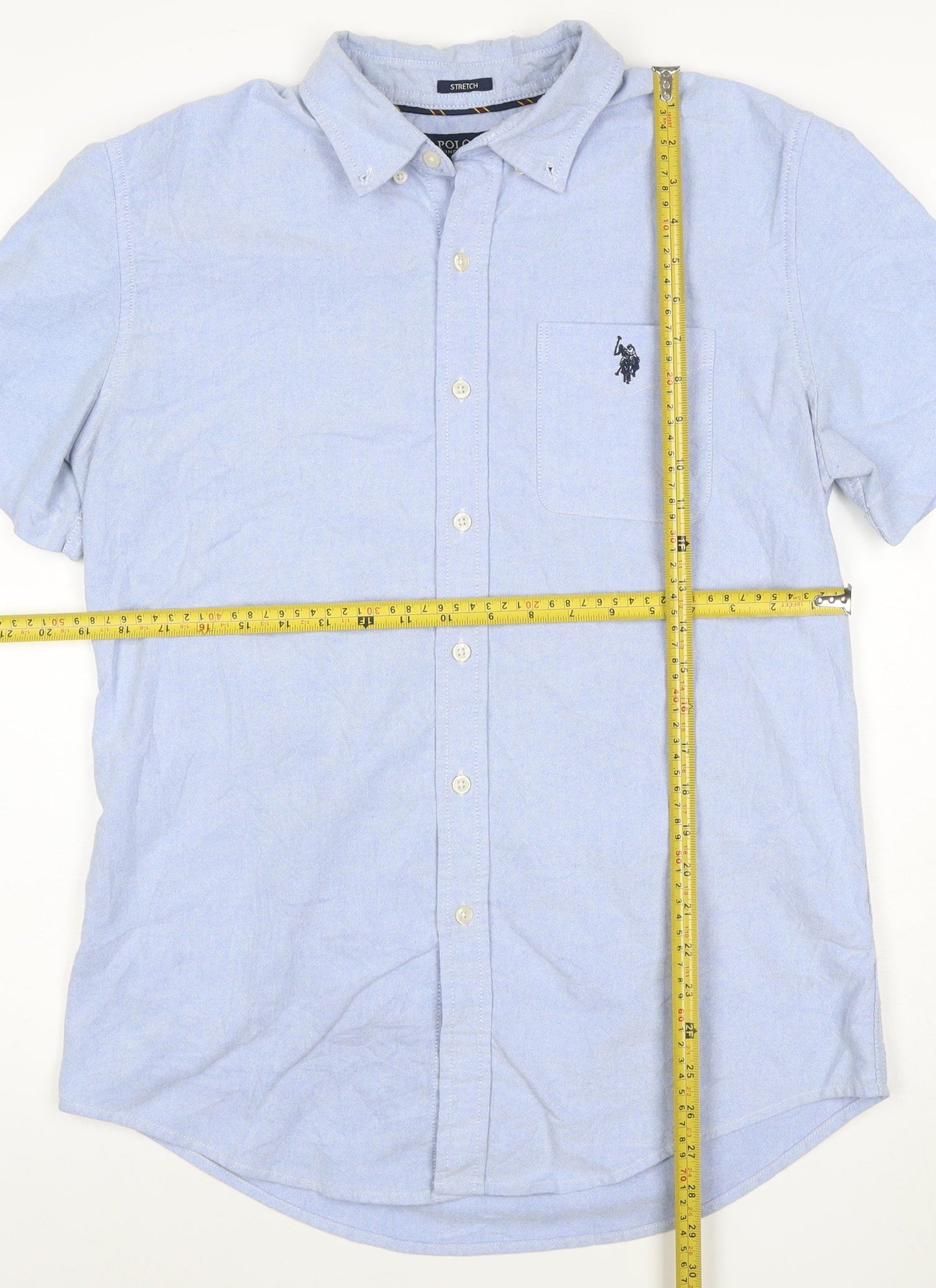 U.S. Polo Assn. Men's Blue Regular Fit Short Sleeve Button-Up Shirt M