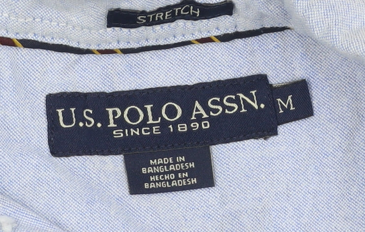 U.S. Polo Assn. Men's Blue Regular Fit Short Sleeve Button-Up Shirt M