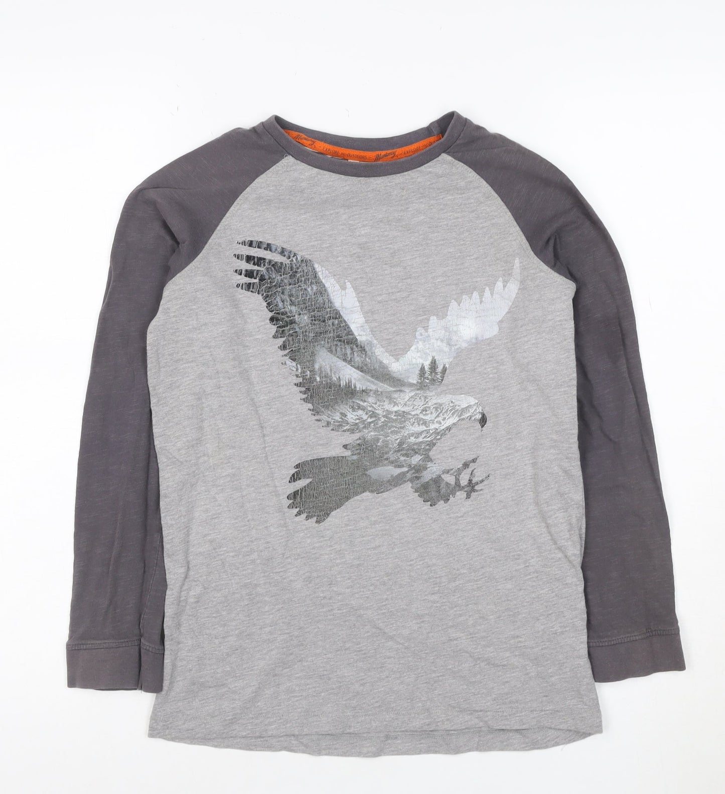Blue Harbour Boys Grey Long Sleeve Eagle Graphic T-Shirt Age 11-12