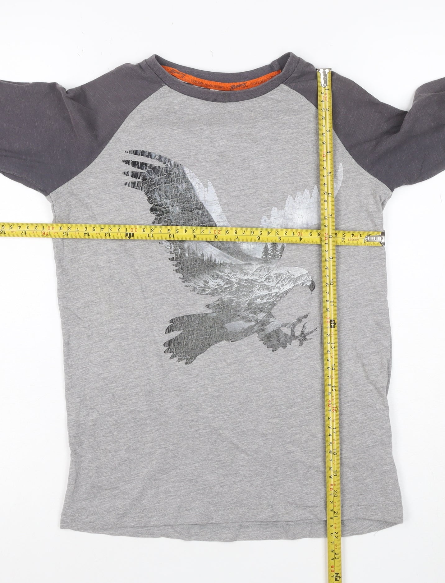 Blue Harbour Boys Grey Long Sleeve Eagle Graphic T-Shirt Age 11-12