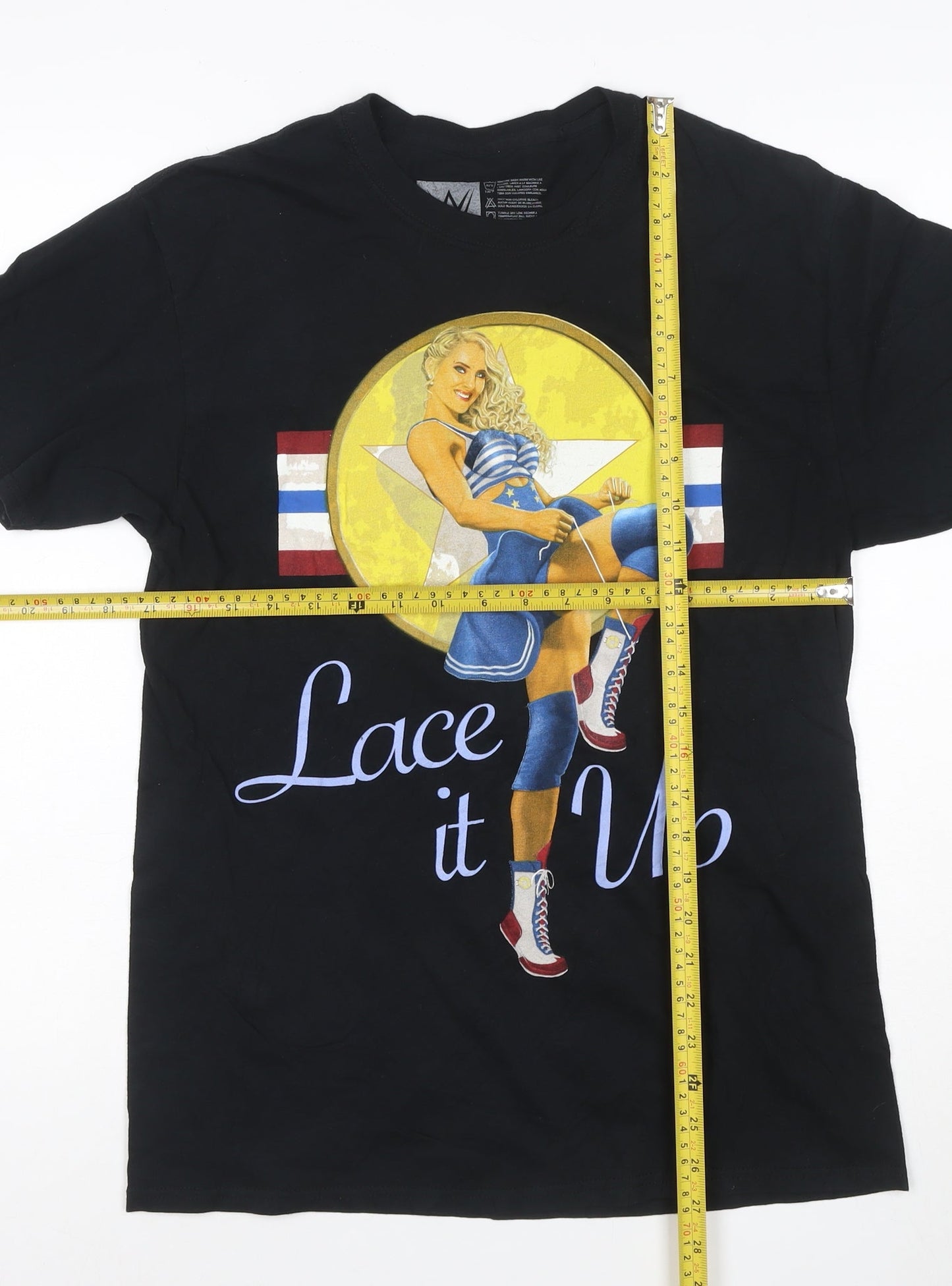 WWE Authentic Men's Black Lace It Up Graphic T-Shirt Size M