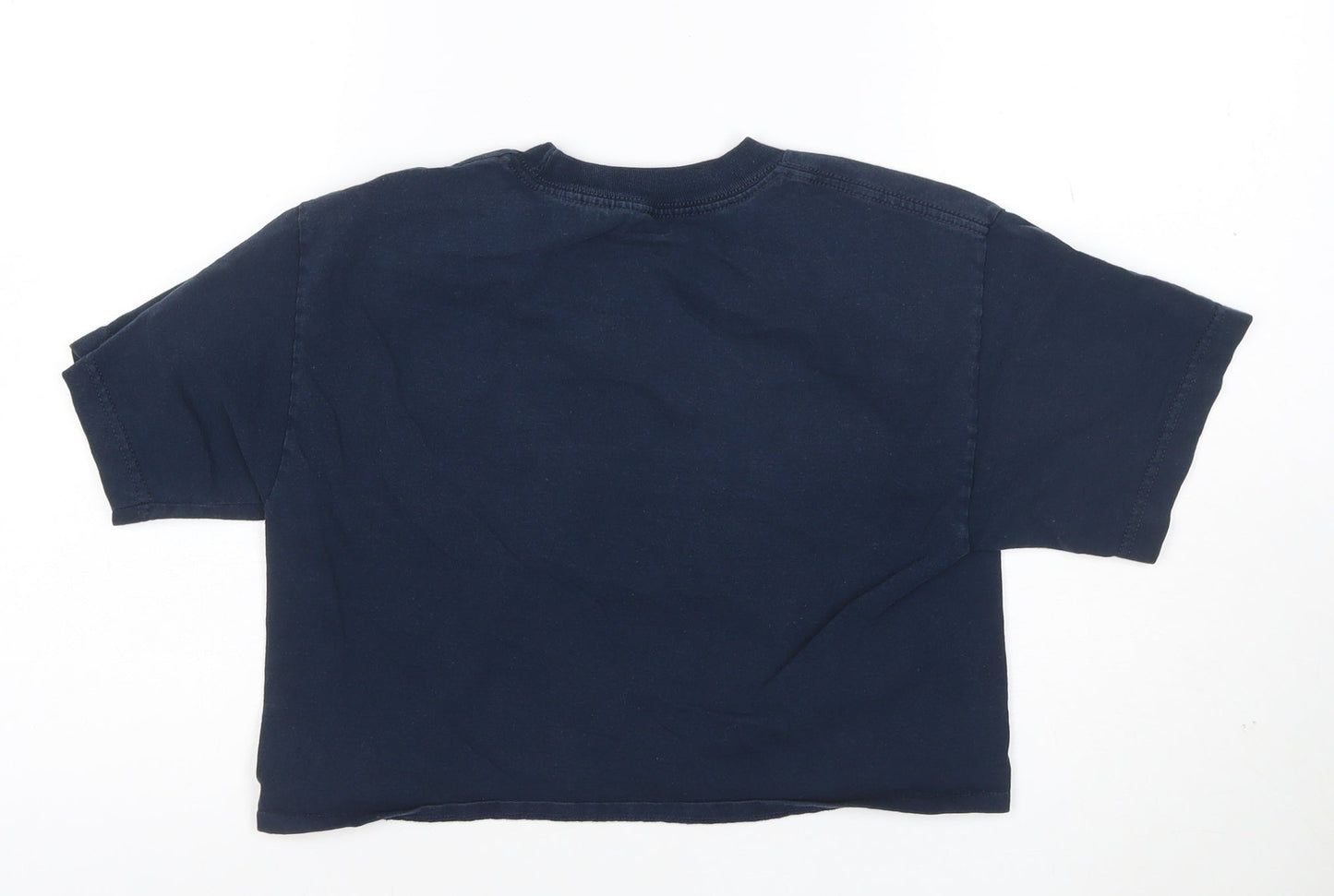 Nike Womens Blue Cropped T-Shirt L Short Sleeve Sports Tee
