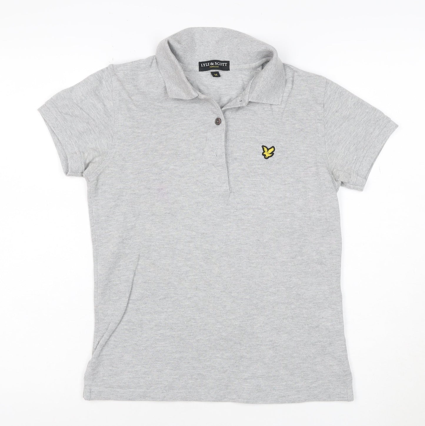 Lyle & Scott Womens Grey Polo Shirt Size M Cotton Short Sleeve