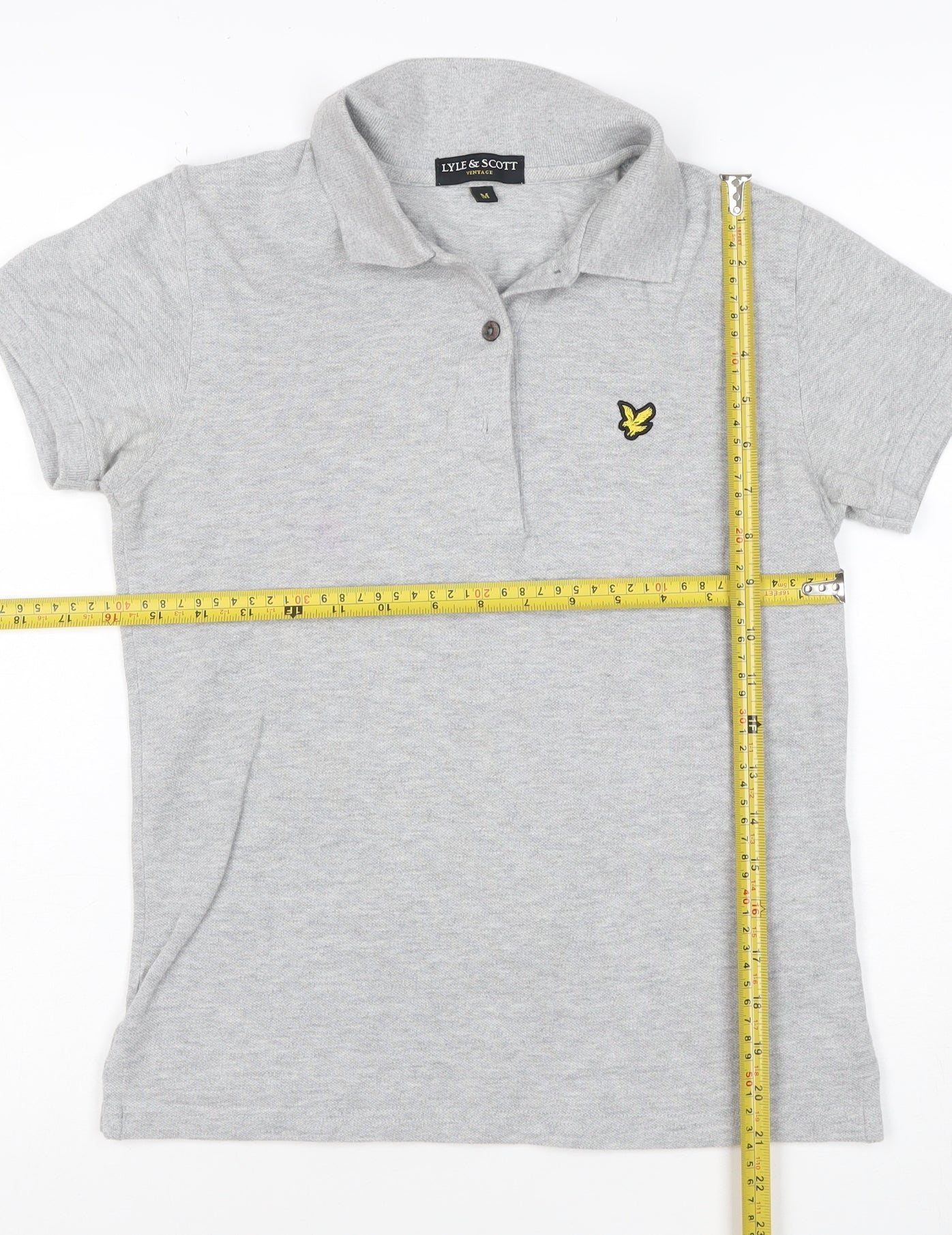 Lyle & Scott Womens Grey Polo Shirt Size M Cotton Short Sleeve