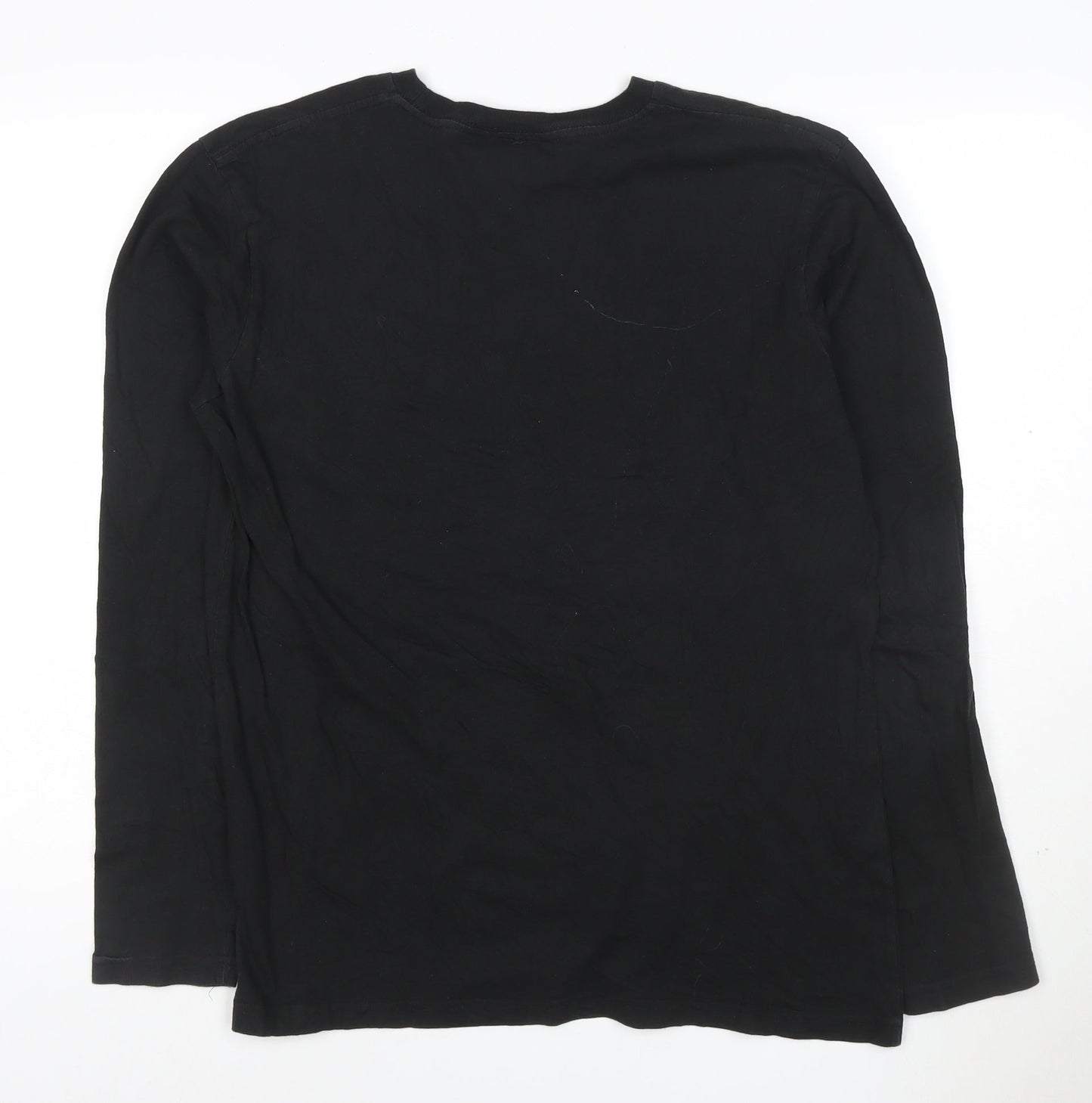 Nicce London Men's Black Long Sleeve Cotton Crew Neck T-Shirt Size M