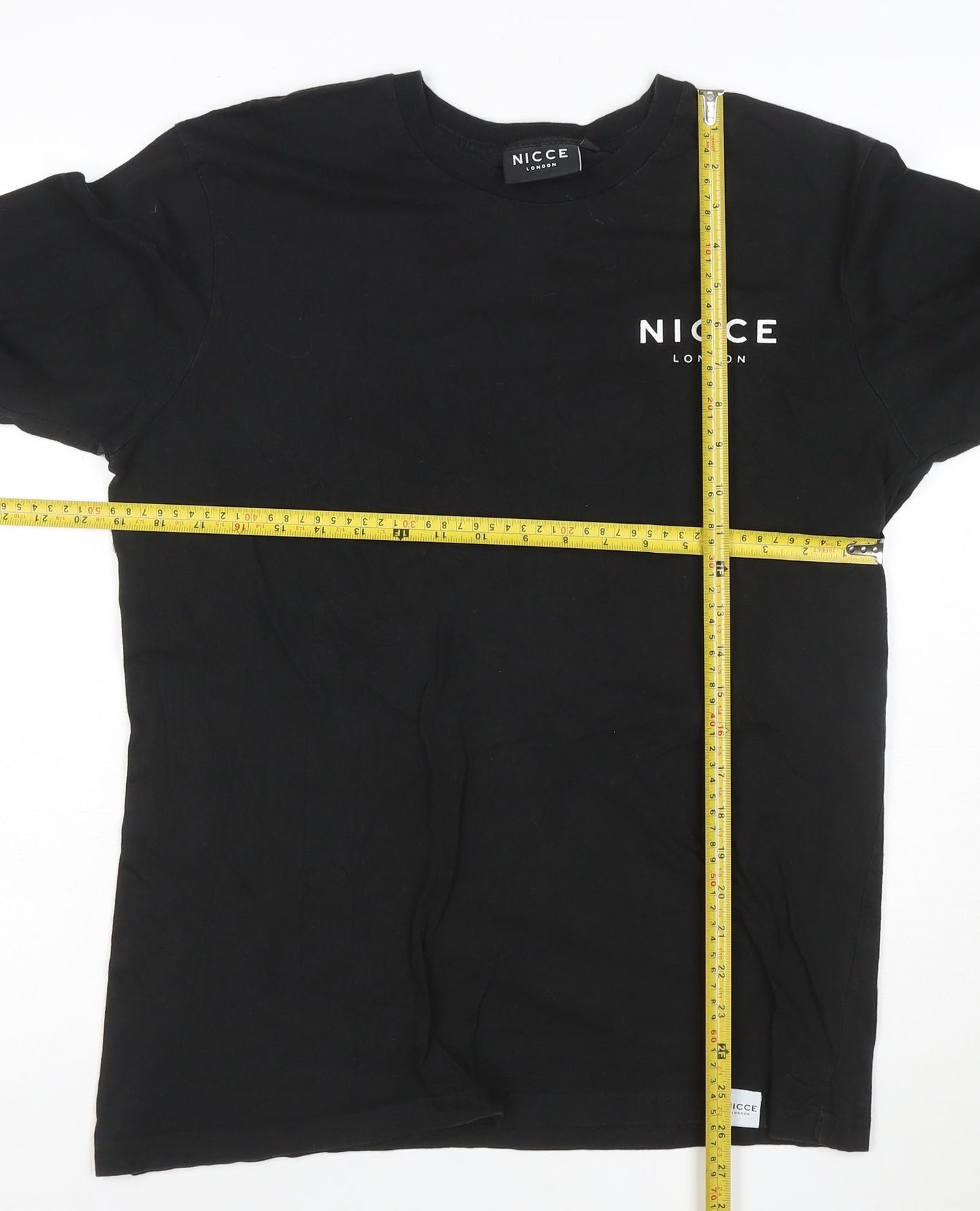 Nicce London Men's Black Long Sleeve Cotton Crew Neck T-Shirt Size M
