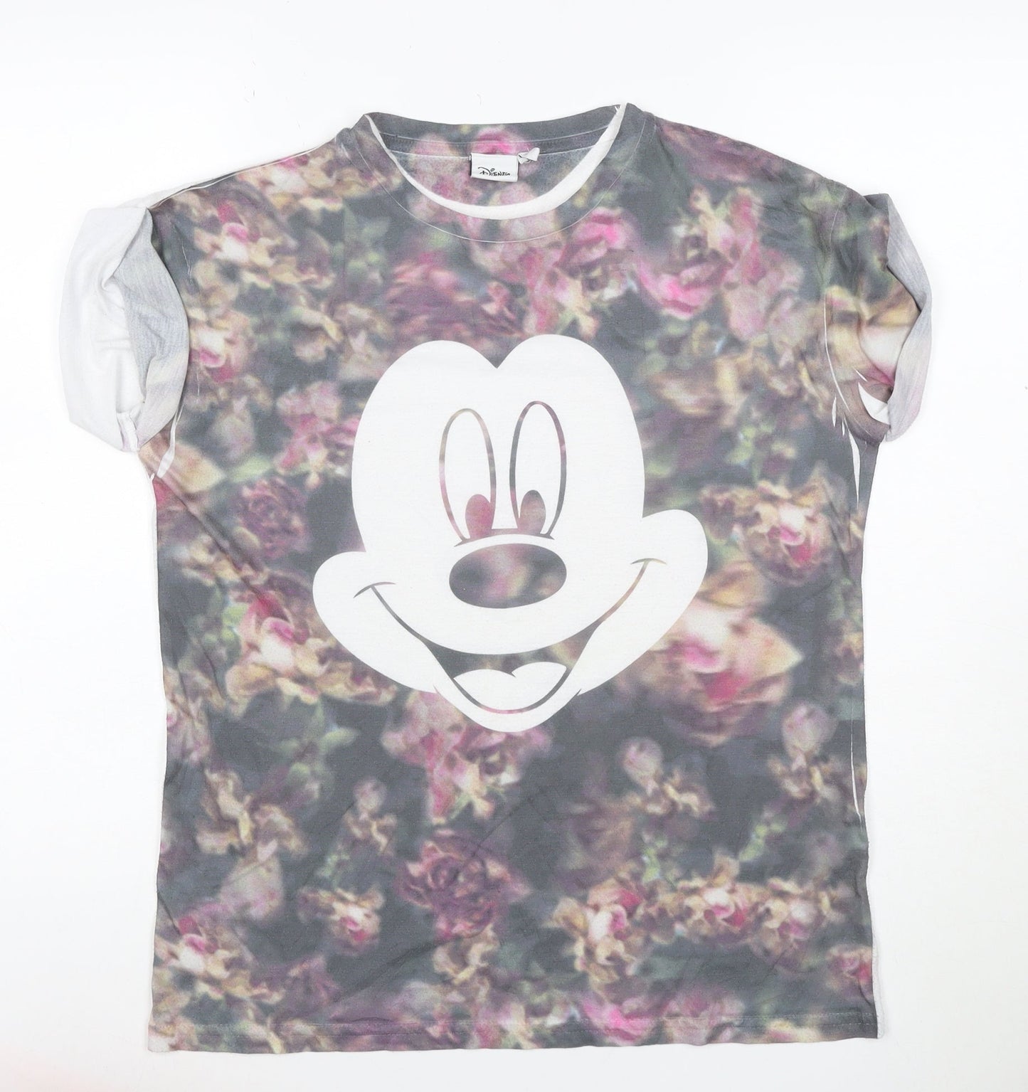 Disney Women's Multicoloured Floral Mickey Mouse T-Shirt Size 10