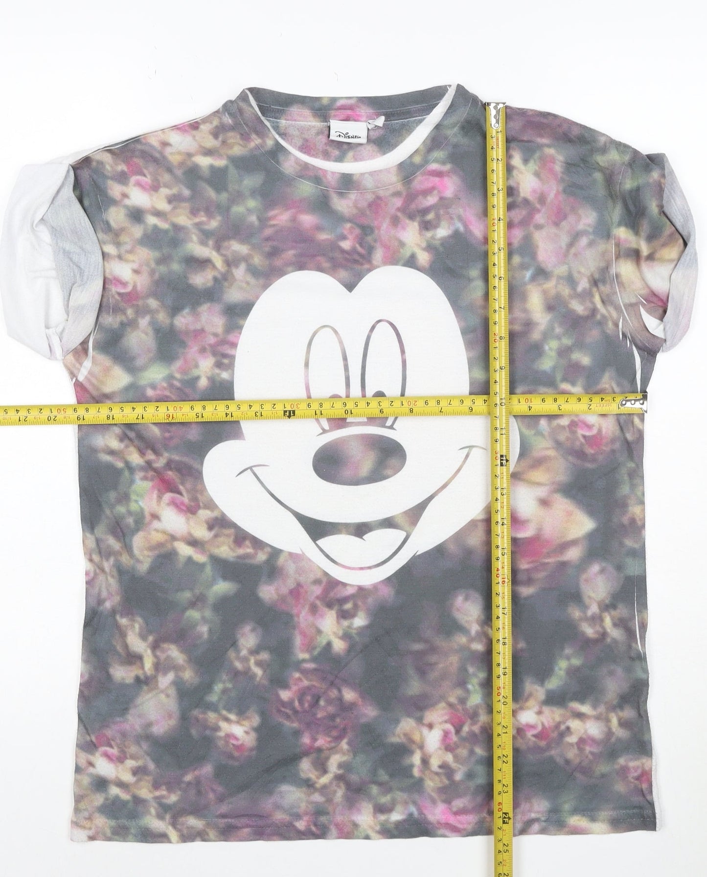 Disney Women's Multicoloured Floral Mickey Mouse T-Shirt Size 10