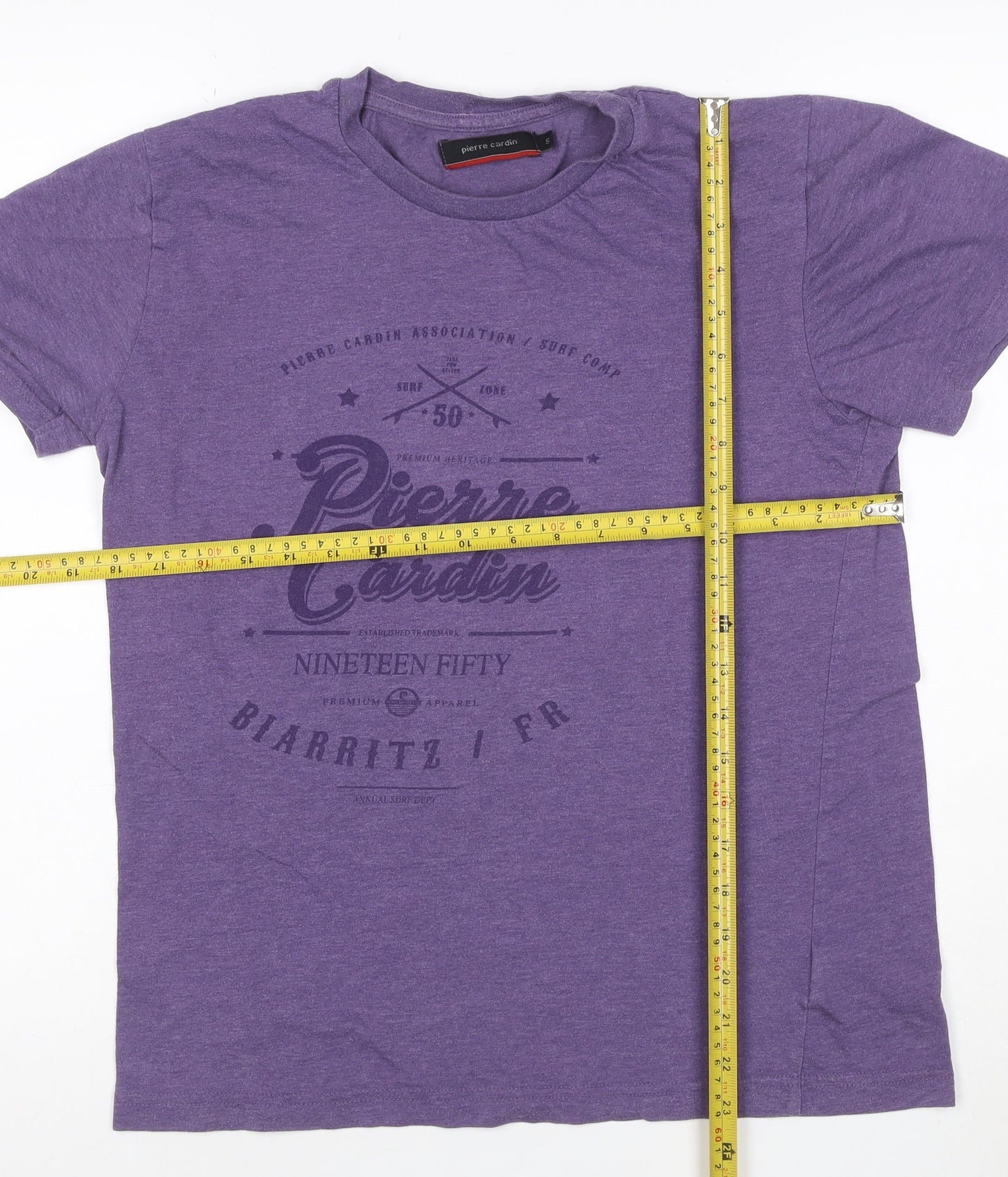 Pierre Cardin Men's Purple Crew Neck Graphic T-Shirt Size S